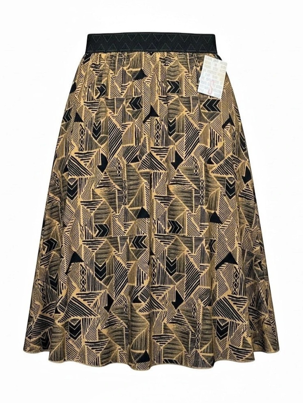 LuLaRoe Lola Geometric A-Line Skirt in Black & Gold Size Small NWT